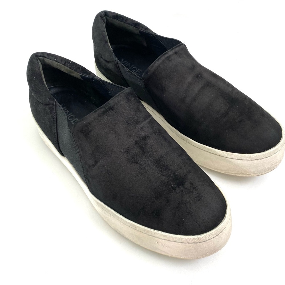 Vince Black Suede Slip On Platform Sneakers Womens 8 M Round Toe Casual